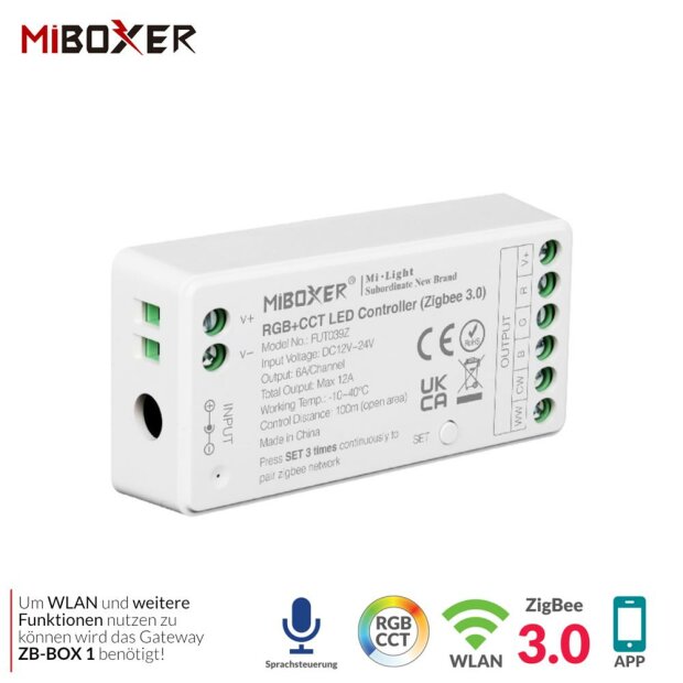 MiBoxer Zigbee RGB+CCT LED Controller | 5 Kanal | 12V/24V | FUT039Z