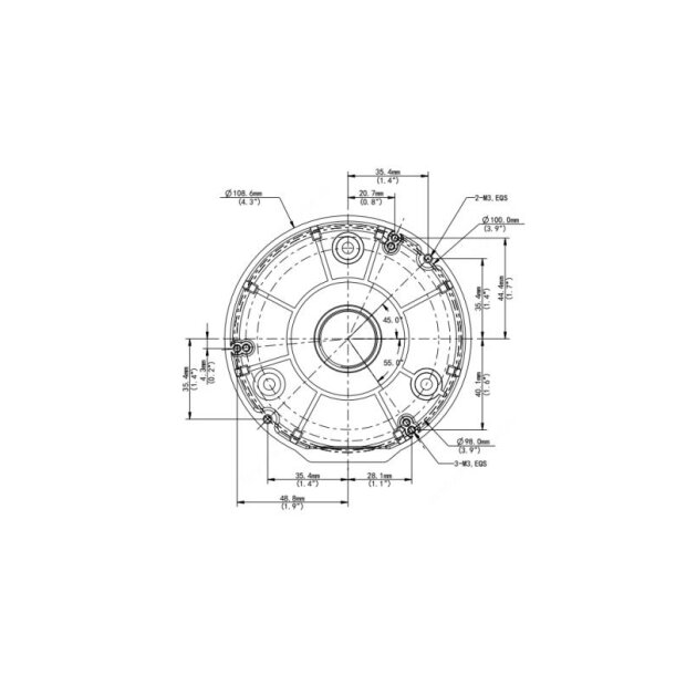 BALTER X Anschlussdose / Junction Box für mini Dome-Kameras mit Fixbrennweite, D106.6 x 36 mm, Aluminium, Weiß