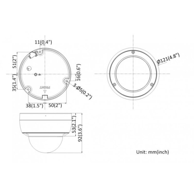 NEOSTAR 4.0MP EXIR IP Dome-Kamera, 2.8mm, 2688x1520p, Nachtsicht 30m, WDR 120dB, H.265+, Smart VCA, Mikrofon, PoE/12V DC, IK10, IP67