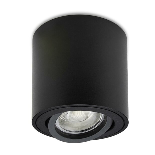 LED Aufbaustrahler l für GU10 l rund l schwenkbar l schwarz l IP20  l o.Leuchtmittel