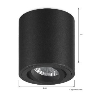 LED Aufbaustrahler l für GU10 l rund l schwenkbar l schwarz l IP20  l o.Leuchtmittel
