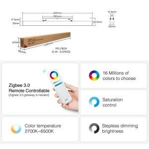 MiBoxer 24W 3-Phasen-Linear l 48V l Magnetisch l RGB + CCT l ZigBee 3.0 + 2.4GHz l schwarz l MF5-24A-RF