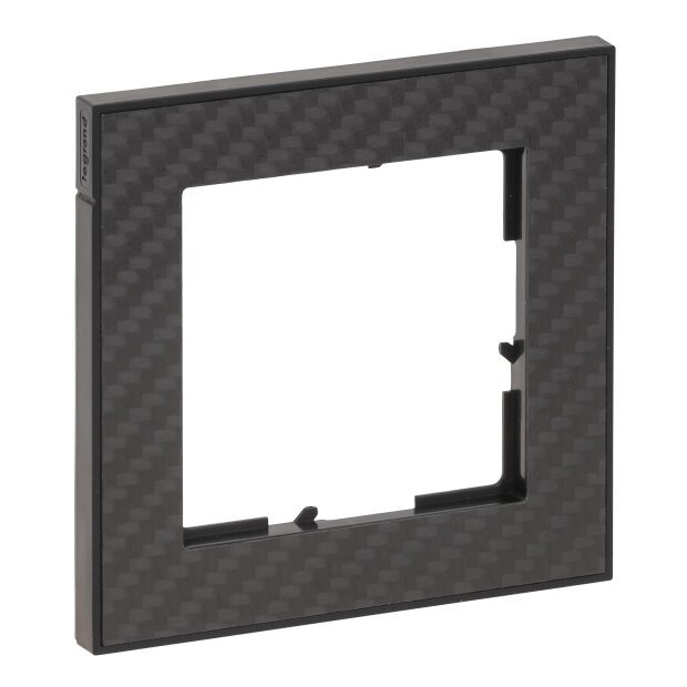 SEANO+ 1-fach Rahmen mit Echtmaterialoberfläche, Abmessungen: 86 x 86 mm, Farbausführung: Karbon