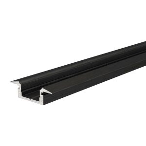 Profil, T-Profil flach ET-01-08, 8 - 9,3 mm LED Stripes, Aluminium, Schwarz, Eloxiert, Tiefe: 2000 m