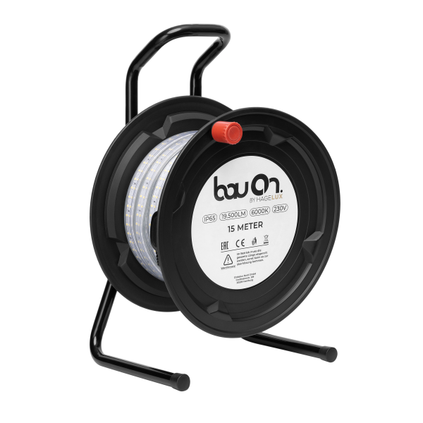 bauOn. 230V LED-Trommel 15m – Baustellenbeleuchtung mit Netzteil zur professionellen Anwendungen