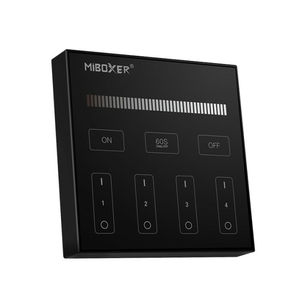MiBoxer 2.4GHz Wandsteuerung | single colour | 4 Zonen| Gehäusefarbe: schwarz l Model B1-B