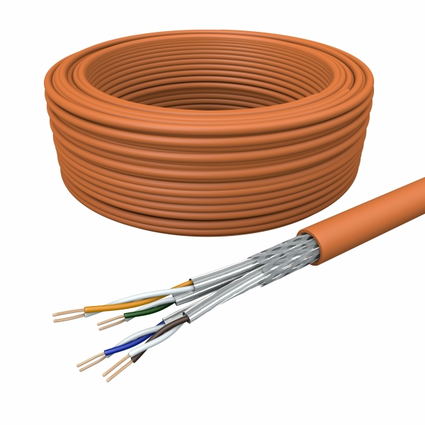 Datenleitung CAT 7 DRAKA, 100m Orange