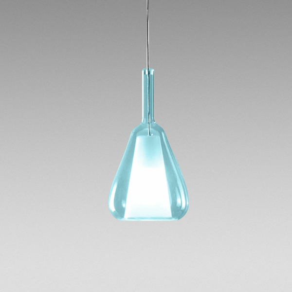 GeaLuce | OFELIA S/11 | Glasleuchte mit E27 Halterung | 3Meter Kabel | Farbe: Blu Transparent (Clear Blue)