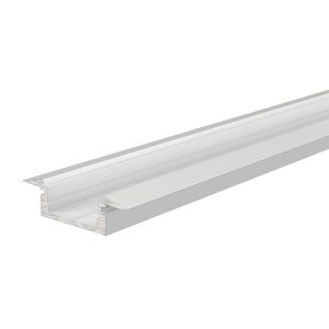 Profil, T-Profil flach ET-01-10, 10 - 11,3 mm LED Stripes, Aluminium, Weiß, Tiefe: 2000 mm, Breite: