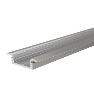 Profil, T-Profil flach ET-01-12, 12 - 13,3 mm LED Stripes, Aluminium, Silber, Eloxiert, Tiefe: 2000