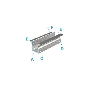 Profil, T-Profil hoch ET-02-08, 8 - 9,3 mm LED Stripes, Aluminium, Silber, Eloxiert, Tiefe: 2000 mm,