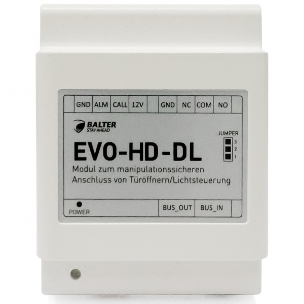 BALTER EVO HD Türöffner Modul, IP über 2-Draht BUS Technologie, Türöffner Steuereinheit für extra Sicherheit, Manipulationssicher, EVO-HD-DL Modul