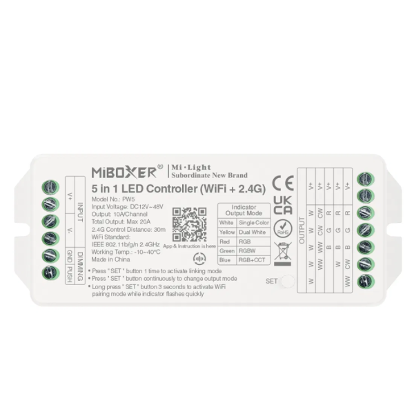 Hagemann PW5 Controler LED 5in1 (WiFi+2.4G) Iesire Max 20A Tuya