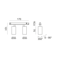 GFA LED 2er Spot, 48V Schiene, Farbe: nickel, 2x6W,...