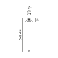 GKI150I Seilaufhängung Unterputz ⌀63 ausziehbar, Farbe: schwarz, Höhe max. 200cm