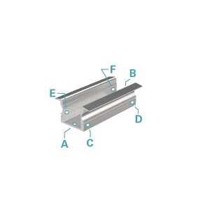 Profil, T-Profil hoch ET-02-12, 12 - 13,3 mm LED Stripes, Aluminium, Silber, Eloxiert, Tiefe: 2000 m