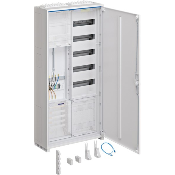 Komplettschrank, 1Z, Aufputz/Unterputz/teilversenkt, 1-stöckig, 2Feld, IP44, mit Sammelschiene 5p, 1100x550x205mm HAGER