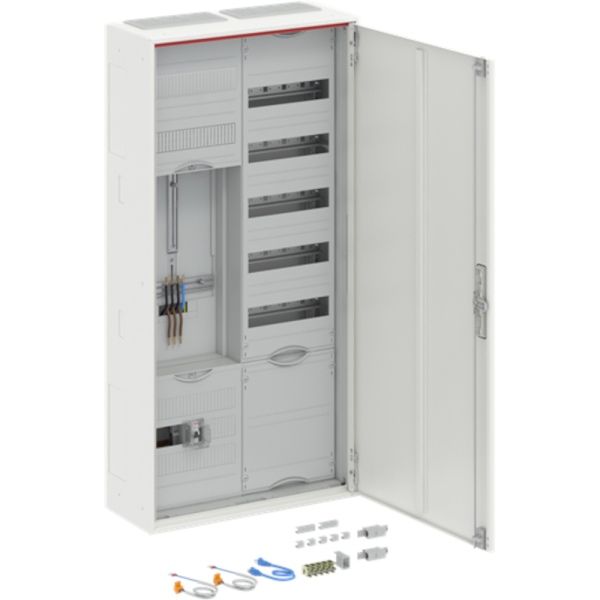 Komplettschrank, Aufputz/Unterputz/teilversenkt, 1Z, 1-stöckig, 2Feld, IP31, mit Sammelschiene 5-polig, 1100x550x215mm, Striebel & John