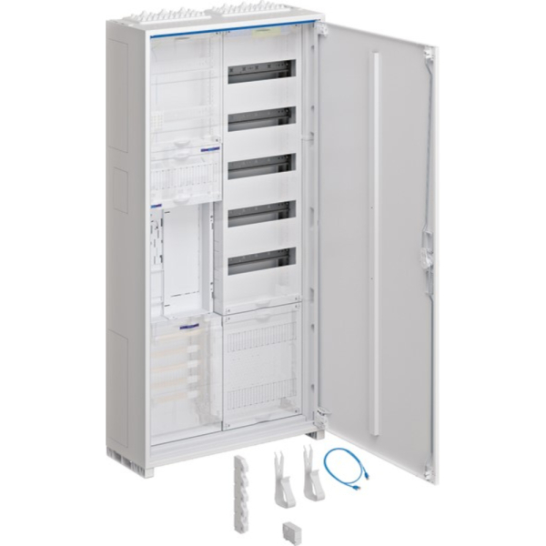 Komplettschrank, Aufputz/Unterputz/teilversenkt, 1Z, eHZ, 2Feld, IP44, mit Sammelschiene 5-polig, 1100x550x205mm HAGER