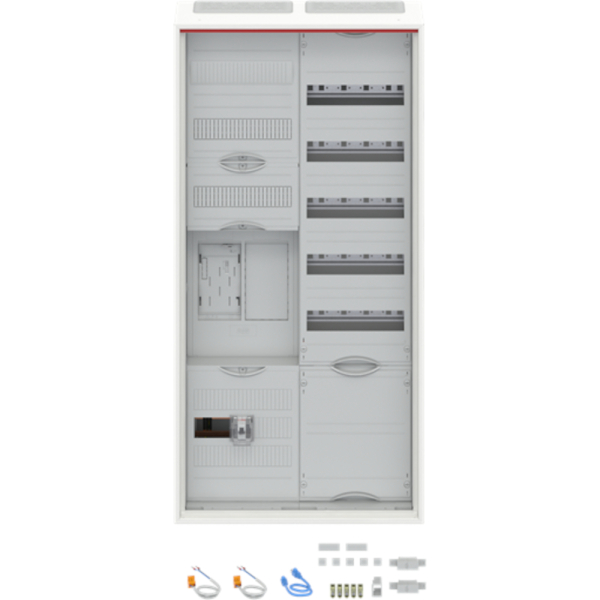 Komplettschrank, Aufputz/Unterputz/teilversenkt, 1Z, eHZ, 2Feld, IP31, mit Sammelschiene 5-polig, 1100x550x215mm Striebel & John