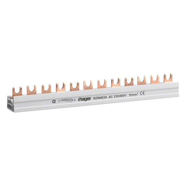 Phasenschiene 4ph 17,5mm 210mm 10qmm 63A Gabel HAGER