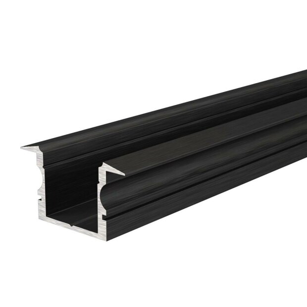 Profil, T-Profil hoch ET-02-12, 12 - 13,3 mm LED Stripes, Aluminium, Schwarz, Eloxiert, Tiefe: 2000