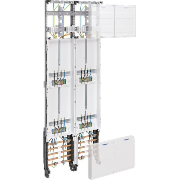 Komplettfeld, 63A, 4Z, 3-Punkt-Befestigung, 4V, 1350x500mm, mit Sammelschiene 5-polig, 300mm, ZK53X7 HAGER