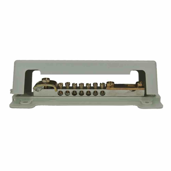 Potentialausgleichschiene, 1rndl, 1fl, Messing, mit Abdeckhaube, Stahl, Aufbau fix, E309 NN ELTROPA