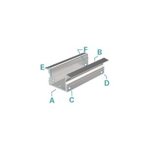 Profil, T-Profil hoch ET-02-15, 15 - 16,3 mm LED Stripes, Aluminium, Silber, Eloxiert, Tiefe: 2000 m