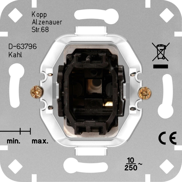 Kopp Universalschalter-Sockel (Aus/Wechselschalter), ohne Abdeckung, 10AX, 250V