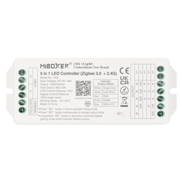 Miboxer PZ5 | 5in1 | ZigBee 3.0 |  | 2.4GHz | RGBW / single color / RGB+CCT / dual white/ RGB l 5 output