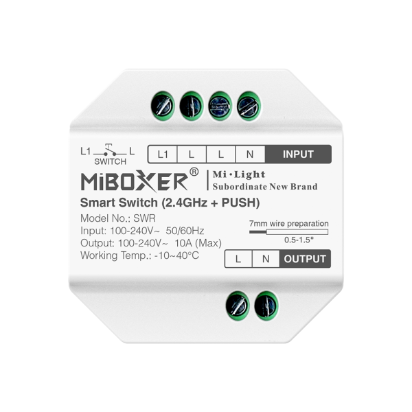 MiBoxer SWR I Smart switch I 2.4G + PUSH I 1000 W bis 2400 W I IP20