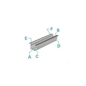 Profil, T-Profil hoch ET-02-05, 5 - 5,7 mm LED Stripes, Aluminium, Weiß, Tiefe: 2000 mm, Breite: 14