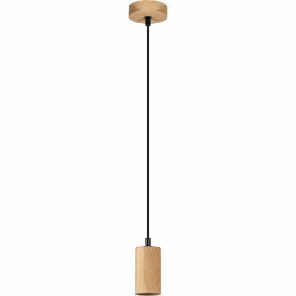 Pendelleuchte FLOW oiled oak wood | E27 | 2m Textilkabel schwarz