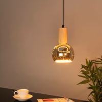 Pendelleuchte FLOW oiled oak wood | E27 | 2m Textilkabel...