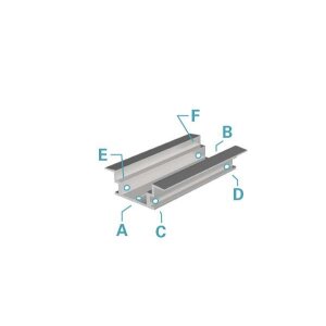 Profil, IP-Profil, T-flach ET-05-12, 12 - 13,3 mm LED Stripes, Aluminium, Silber, Eloxiert, Tiefe: 2