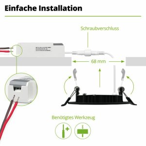 Hagemann 3W Deckeneinbauleuchte l ⌀68mm l 6000K l inkl.Trafo l schwarz