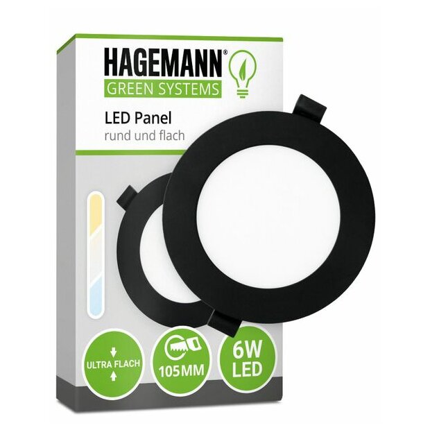 Hagemann 6W Deckeneinbauleuchte l ⌀100mm l 4000K l inkl.Trafo l schwarz