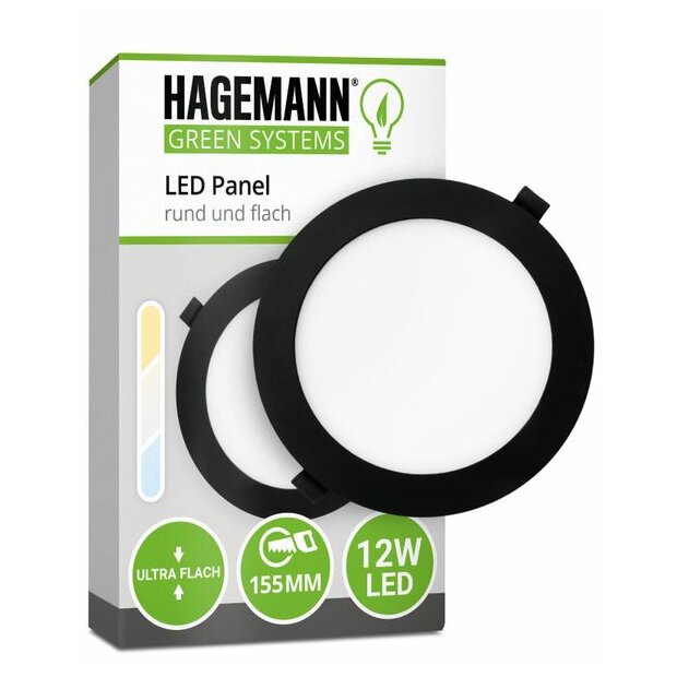 Hagemann 12W Deckeneinbauleuchte l ⌀150mm l 4000K l inkl.Trafo l schwarz