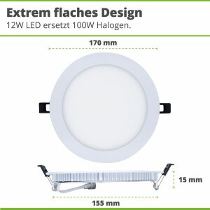 Hagemann 12W Deckeneinbauleuchte l ⌀155mm l 4000K l...