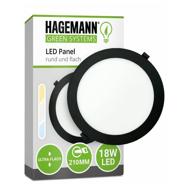 Hagemann 18W Deckeneinbauleuchte l ⌀200mm l 4000K l inkl.Trafo l schwarz