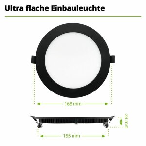 Hagemann 18W Deckeneinbauleuchte l ⌀200mm l 4000K l inkl.Trafo l schwarz