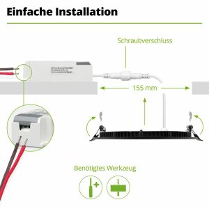 Hagemann 18W Deckeneinbauleuchte l ⌀200mm l 6000K l inkl.Trafo l schwarz