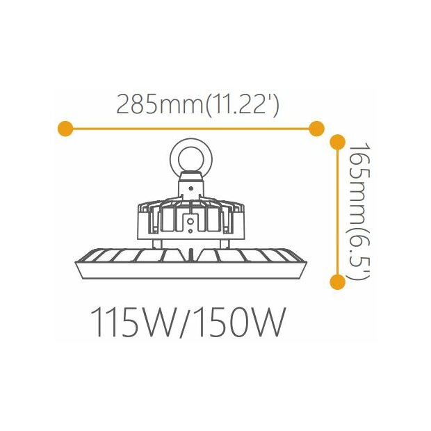 HAGEMANN LED Hallenstrahler Ripple high bay - 150W, WW 3000K, 20250lm, CRI80, IP65, Epistar LED, Philips driver