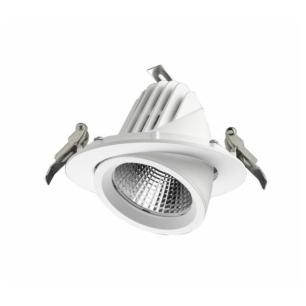 Hagemann Downlight Rund Schwenkbar | 43W | 4600 lm | CRI80 | 30° | Bridgelux COB V18B G8 | Gehäusefarbe: Weiß | Warmweiß (3000K)
