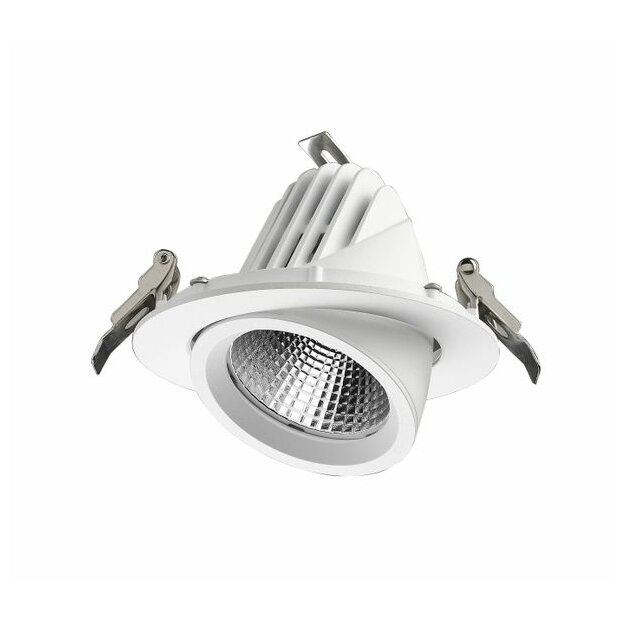Hagemann Downlight Rund Schwenkbar | 35W | 3500 lm | CRI80 | 30° | Bridgelux COB V13C G7 | Gehäusefarbe: Weiß | Neutralweiß (4000K)