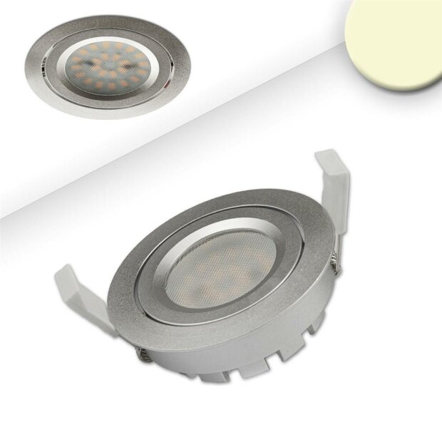 LED Einbaustrahler, silber, 8W SMD, 120°, rund, warmweiß, dimmbar