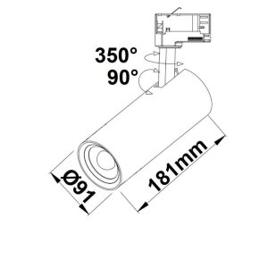 3-PH Schienen-Strahler 28W 60° weiß matt 3000K