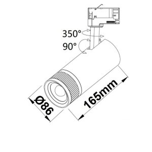 3-PH Schienen-Strahler fokussierbar 35W 20°-60° schwarz 4000K