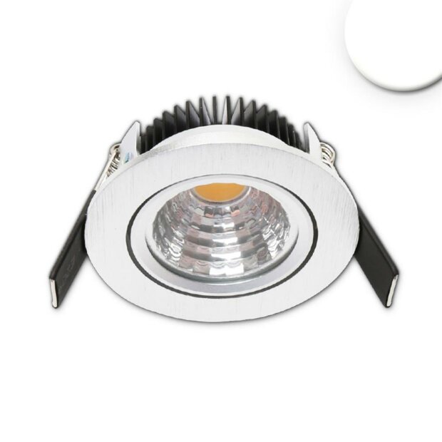 LED Einbaustrahler MiniAMP 24V DC, 68mm Loch, alu gebürstet, 5W, 4000K, dimmbar